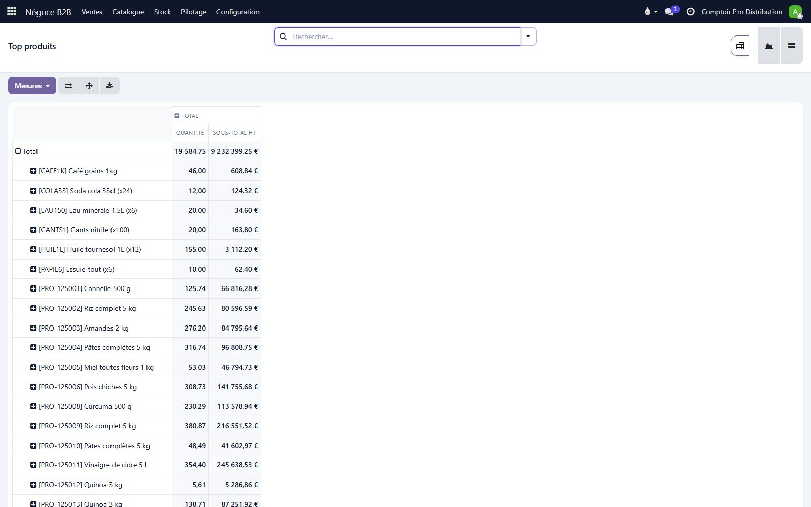 Logiciel de gestion de stock en fonctionnement